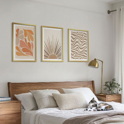 Set di 3 quadri Forme pastello boho solari