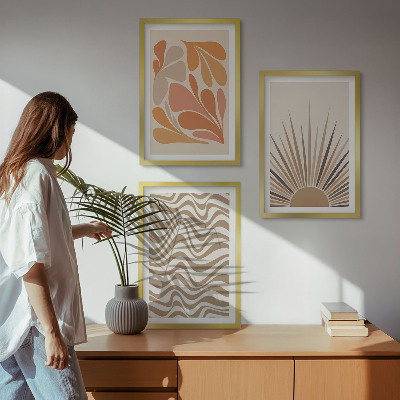 Set di 3 quadri Forme pastello boho solari