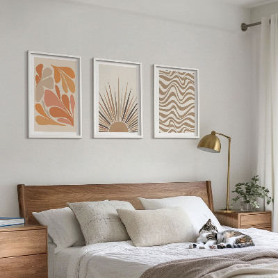 Set di 3 quadri Forme pastello boho solari
