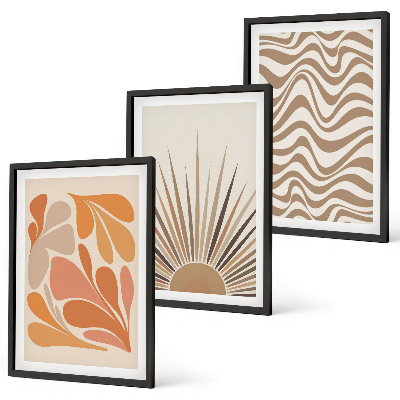 Set di 3 quadri Forme pastello boho solari