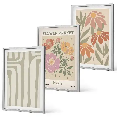 Composizione di quadri con motivi botanici in stile minimalista parigino