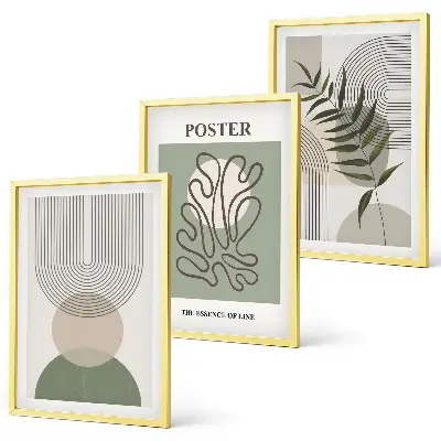 Set di 3 quadri con motivi geometrici botanici