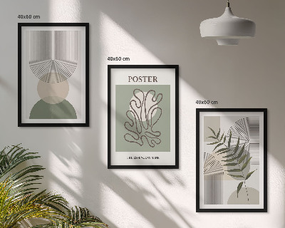 Set di 3 quadri Motivi botanici geometrici