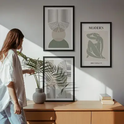 Composizione di quadri con eleganti grafiche vegetali