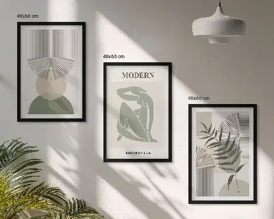 Composizione di quadri con eleganti grafiche vegetali