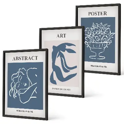 Set di 3 quadri con eleganti motivi astratti di Matisse