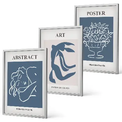 Set di 3 quadri con eleganti motivi astratti di Matisse