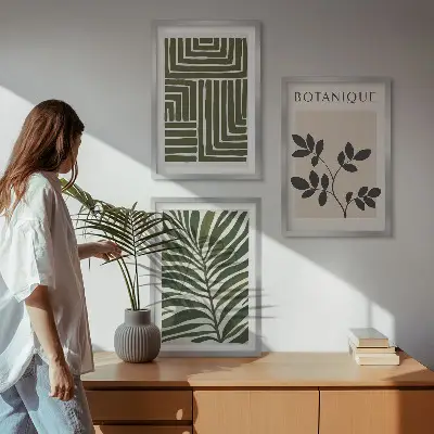 Composizione di quadri in stile minimalismo botanico bohémien