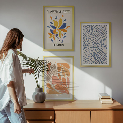 Set di 3 quadri Fiori moderni di cacao