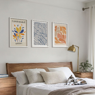 Set di 3 quadri Fiori moderni di cacao