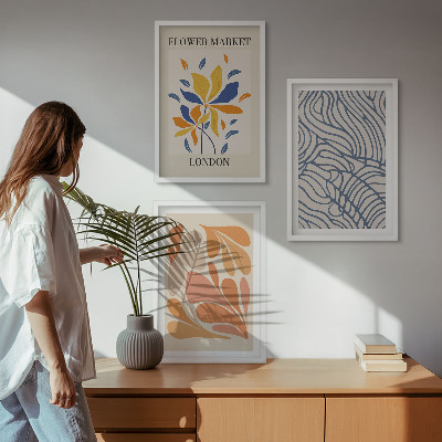 Set di 3 quadri Fiori moderni di cacao
