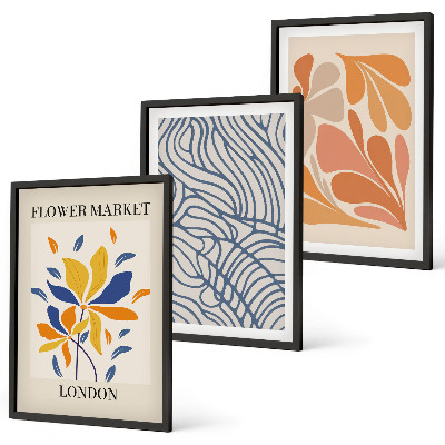 Set di 3 quadri Fiori moderni di cacao