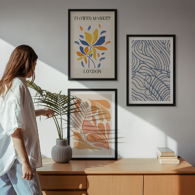 Set di 3 quadri Fiori moderni di cacao