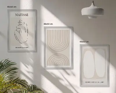 Composizione di quadri con linee minimaliste ed eleganti