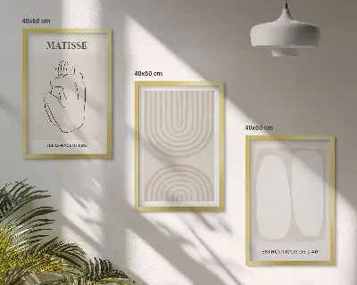 Composizione di quadri con linee minimaliste ed eleganti