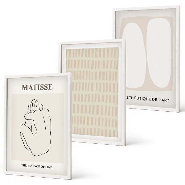 Set di quadri incorniciati Linee forme beige bianco