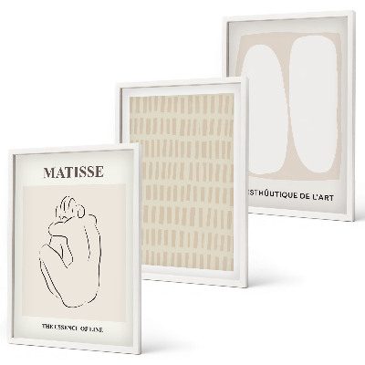 Set di quadri incorniciati Linee forme beige bianco
