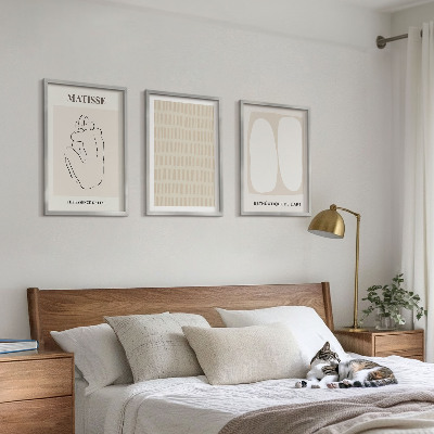 Set di quadri incorniciati Linee forme beige bianco
