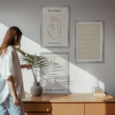 Set di quadri incorniciati Linee forme beige bianco