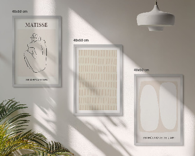 Set di quadri incorniciati Linee forme beige bianco