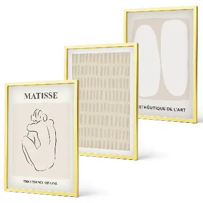 Set di quadri incorniciati con linee e forme nei toni del beige e bianco