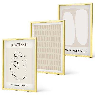 Set di quadri incorniciati Linee forme beige bianco