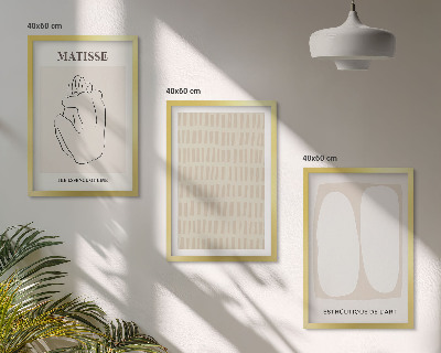 Set di quadri incorniciati Linee forme beige bianco