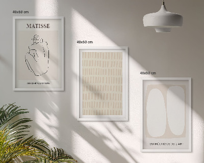 Set di quadri incorniciati Linee forme beige bianco