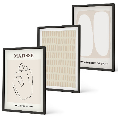 Set di quadri incorniciati Linee forme beige bianco