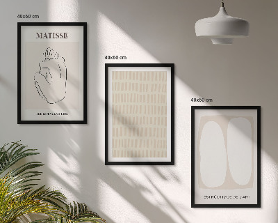 Set di quadri incorniciati Linee forme beige bianco