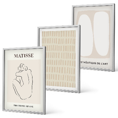 Set di quadri incorniciati Linee forme beige bianco