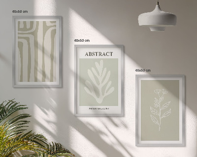 Set di 3 quadri Motivi astratti di piante