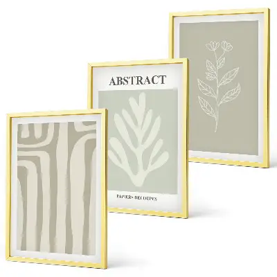 Set di 3 quadri con motivi di piante astratte