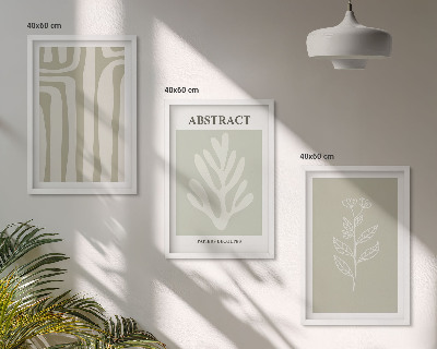 Set di 3 quadri Motivi astratti di piante