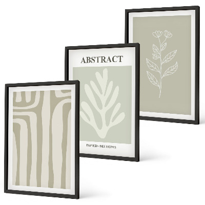 Set di 3 quadri Motivi astratti di piante
