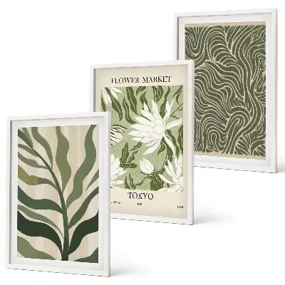 Composizione di quadri decorazioni con motivi floreali in stile boho