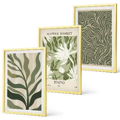 Composizione di quadri decorazioni con motivi floreali in stile boho