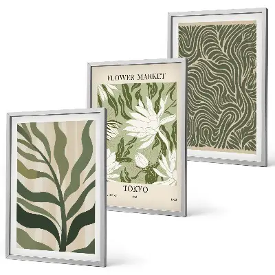 Composizione di quadri decorazioni con motivi floreali in stile boho