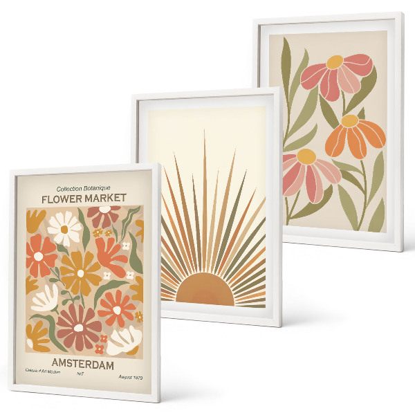 Set di 3 quadri girasoli color pastello