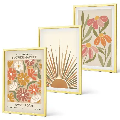 Set di 3 quadri con stampa di girasoli color pastello