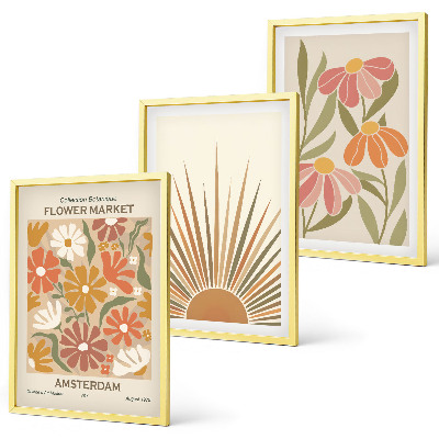 Set di 3 quadri girasoli color pastello