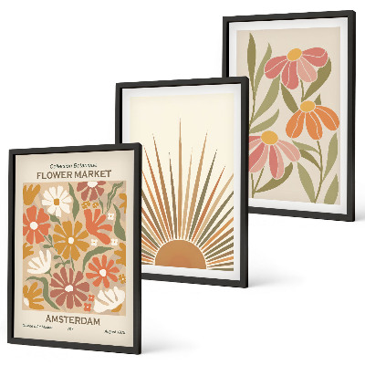 Set di 3 quadri girasoli color pastello