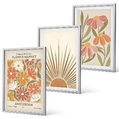 Set di 3 quadri girasoli color pastello