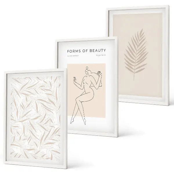 Set di 3 quadri con motivi botanici minimalisti