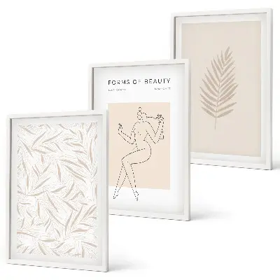 Set di 3 quadri con motivi botanici minimalisti