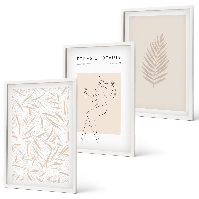 Set di 3 quadri Motivi botanici minimalisti