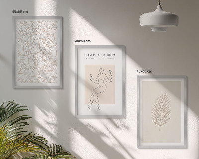 Set di 3 quadri Motivi botanici minimalisti