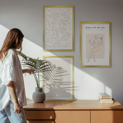 Set di 3 quadri Motivi botanici minimalisti