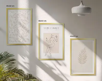 Set di 3 quadri con motivi botanici minimalisti