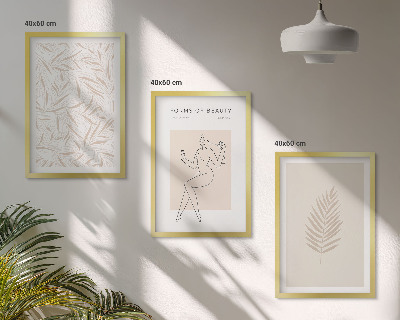 Set di 3 quadri Motivi botanici minimalisti